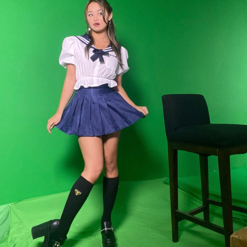 💙BLUE PLEATED KAWAII SKIRT💙